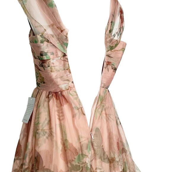 PatBO Floral Printed Tulle Full Length Dress Beaded Sequin Embroidered 6 NWT - Picture 10 of 13